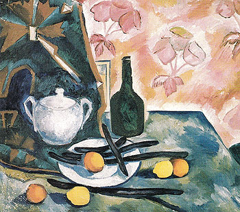 Still Life with a Green Bottle c1908 - Natalia Gontcharova reproduction oil painting