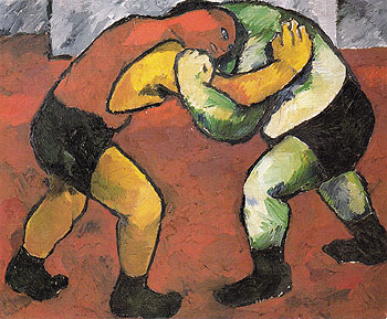 Wrestlers c1908 - Natalia Gontcharova reproduction oil painting