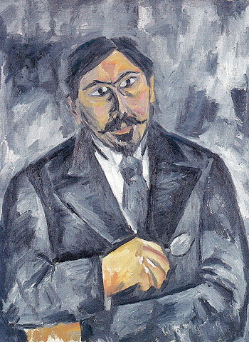 Portrait of an Unknown Man in Black c1910 - Natalia Gontcharova reproduction oil painting