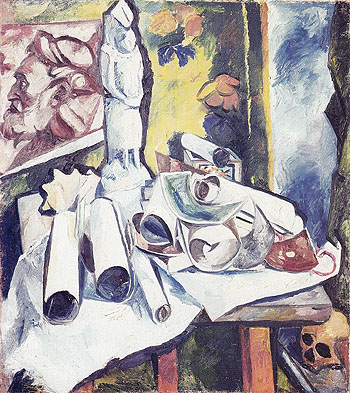 Still Life Scrolls and Stela c1910 - Natalia Gontcharova reproduction oil painting