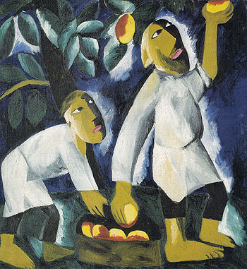 Peasants Picking Apples 1911 - Natalia Gontcharova reproduction oil painting