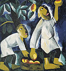 Peasants Picking Apples 1911 - Natalia Gontcharova reproduction oil painting