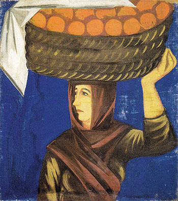 Woman Carrying Oranges c1910 - Natalia Gontcharova reproduction oil painting