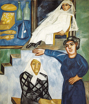 Jews on a Street 1912 - Natalia Gontcharova reproduction oil painting
