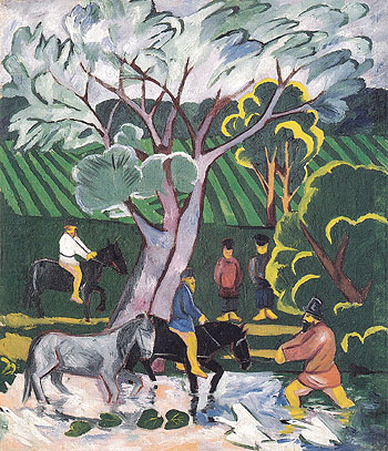 Bathing Horses 1911 - Natalia Gontcharova reproduction oil painting
