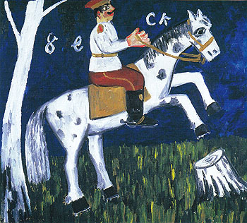 Soldier on a Horse c1911 - Mikhail Larionov reproduction oil painting