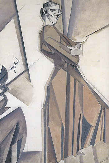 Smiling Woman Ascending a Stair c1911 - Percy Wyndham Lewis reproduction oil painting