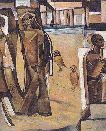 Inca and the Birds 1933 - Percy Wyndham Lewis reproduction oil painting