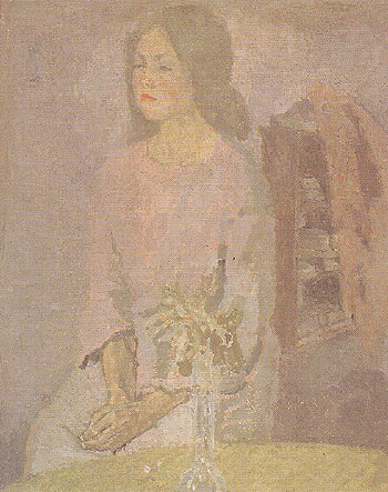 Girl in Rose 1910 - John Gwen reproduction oil painting