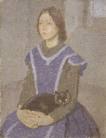 Girl with Cat c1918 - John Gwen reproduction oil painting