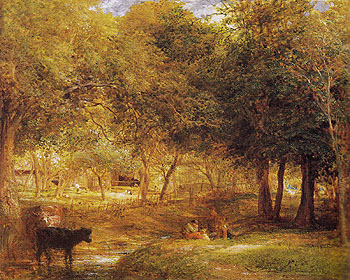 Farmyard and Shaded Stream Shoreham c1834 - Samuel Palmer reproduction oil painting