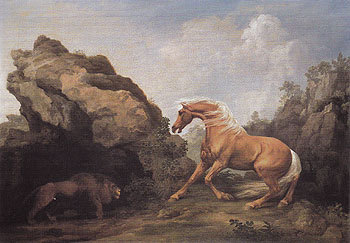 Horse Frightened by a Lion c1763 - George Stubbs reproduction oil painting