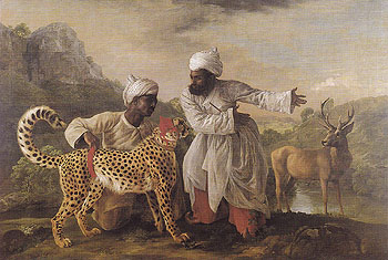 Cheetah and Stag with Two Indians 1765 - George Stubbs reproduction oil painting