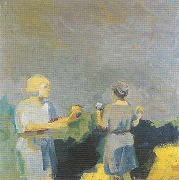Two Women in a Landscape c1958 - Elmer Bischoff reproduction oil painting