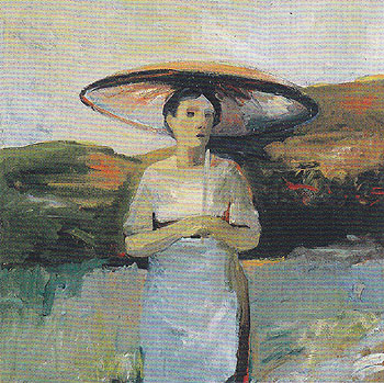 Woman with Umbrella 1957 - Elmer Bischoff reproduction oil painting
