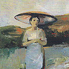 Woman with Umbrella 1957 - Elmer Bischoff reproduction oil painting