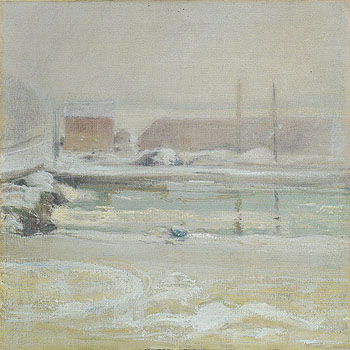 View from the Holley House Winter c1901 - John Henry Twachtman reproduction oil painting