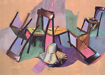 Ballet of Chairs at Skyros 1980 - Jean Helion reproduction oil painting