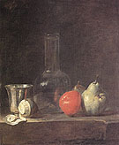 Carafe Silver Goblet and Fruit c1728 - Jean Simeon Chardin reproduction oil painting