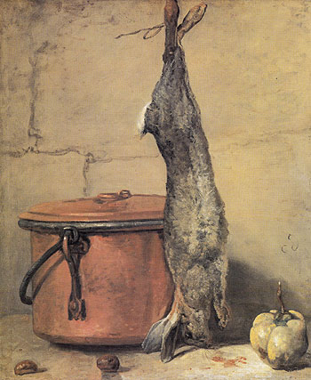 Rabbit with Copper Cauldron and Quince 1735 - Jean Simeon Chardin reproduction oil painting