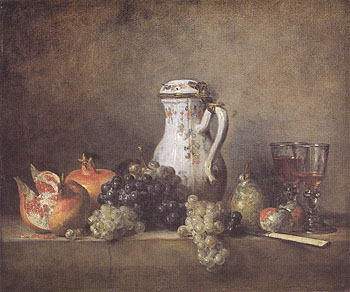 Grapes and Pomegranates 1763 - Jean Simeon Chardin reproduction oil painting