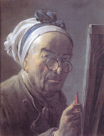 Self Portrait at an Easel 1779 - Jean Simeon Chardin reproduction oil painting