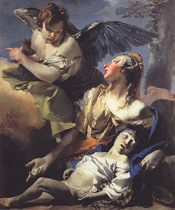 Hagar and Ismael in the Wilderness c1732 - Giovanni Barrista Tiepolo reproduction oil painting