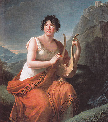 Portrait of Madame de Stael as Corinne on Cape Misenum 1809 - Elisabeth Vigee Le Brun reproduction oil painting