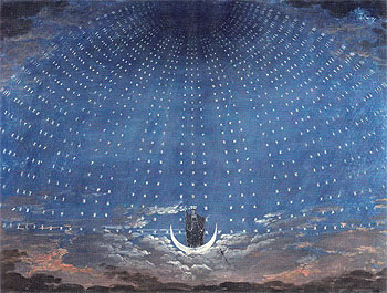 Set Design for The Magic Flute Starry Sky for the Queen of the Night 1815 - Karl Friedrich Schinkel reproduction oil painting