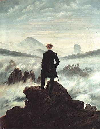 Wanderer Watching a Sea of Fog c1817 - Caspar David Friedrich reproduction oil painting