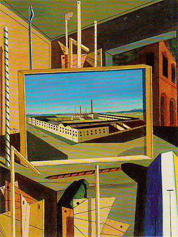 Metaphysical Interior with Large Building 1916 - Giorgio de Chirico reproduction oil painting