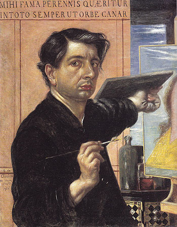 Self Portrait with Palette 1924 - Giorgio de Chirico reproduction oil painting