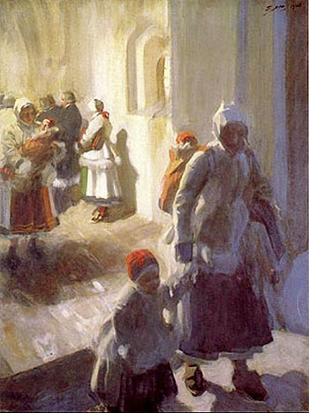 Christmas Morning Service - Anders Zorn reproduction oil painting