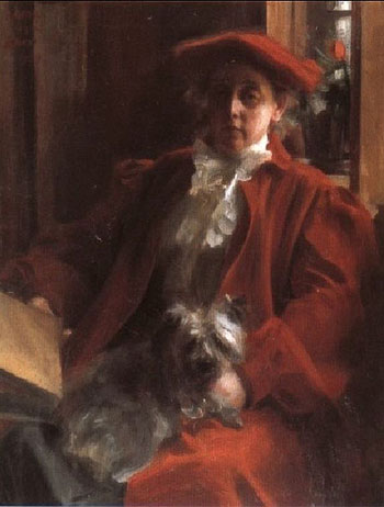 Emma Zorn and Mouche the Dog 1902 - Anders Zorn reproduction oil painting