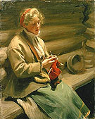 Girl from Dalecarlia Knitting - Anders Zorn reproduction oil painting