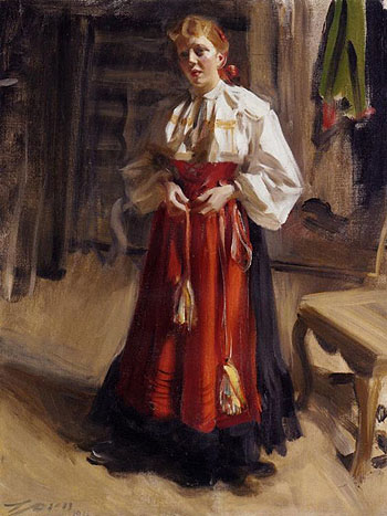 Girl in an Orsa Costume - Anders Zorn reproduction oil painting