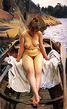 I Werners Eka In Werners Rowing Boat 1917 - Anders Zorn reproduction oil painting