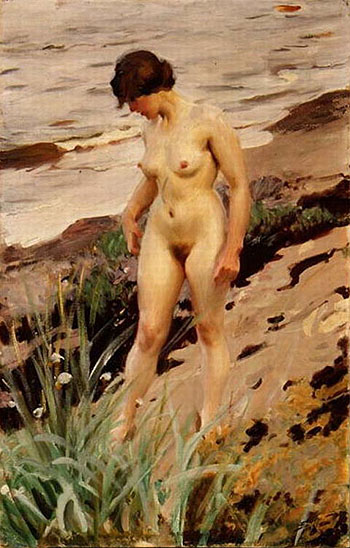 Nude by the Shore 1914 - Anders Zorn reproduction oil painting