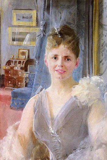 Portrait of Edith Palgrave Edward in Her London Residence - Anders Zorn reproduction oil painting