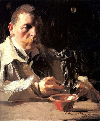 Self Portrait with Faun and Nymph - Anders Zorn reproduction oil painting