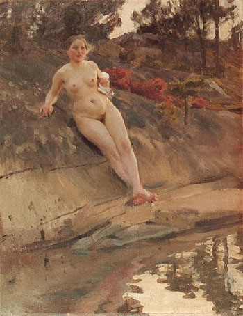 Sunbathing Girl 1913 - Anders Zorn reproduction oil painting