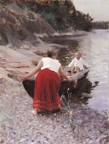 Woman in Red Skirt 1894 - Anders Zorn reproduction oil painting
