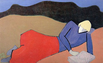 Reclining Reader 1950 - Milton Avery reproduction oil painting