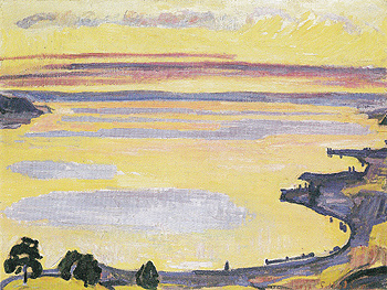 Sunset on Lake Geneva from Caux 1917 - Ferdinand Hodler reproduction oil painting
