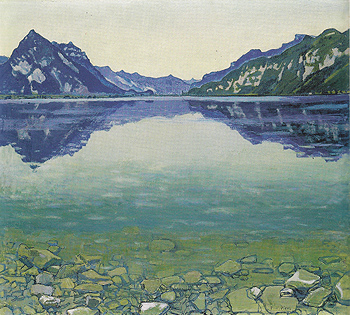 Lake Thun with Symmetrical Reflection before Sunrise 1904 - Ferdinand Hodler reproduction oil painting