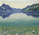 Lake Thun with Symmetrical Reflection before Sunrise 1904 - Ferdinand Hodler reproduction oil painting