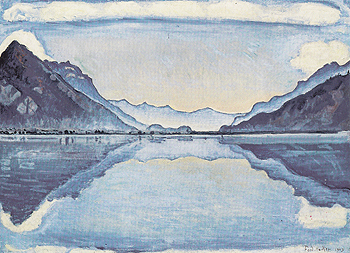 Lake Thun with Symmetrical Reflection 1909 - Ferdinand Hodler reproduction oil painting