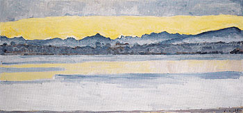Lake Geneva with Mont Blanc at Dawn 1918 - Ferdinand Hodler reproduction oil painting