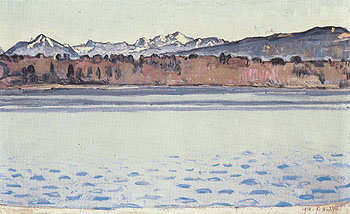 Lake Geneva with Mont Blanc in the Afternoon 1918 - Ferdinand Hodler reproduction oil painting