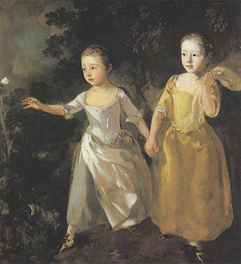 The Painters Daughters Chasing a Butterfly c1756 - Thomas Gainsborough reproduction oil painting